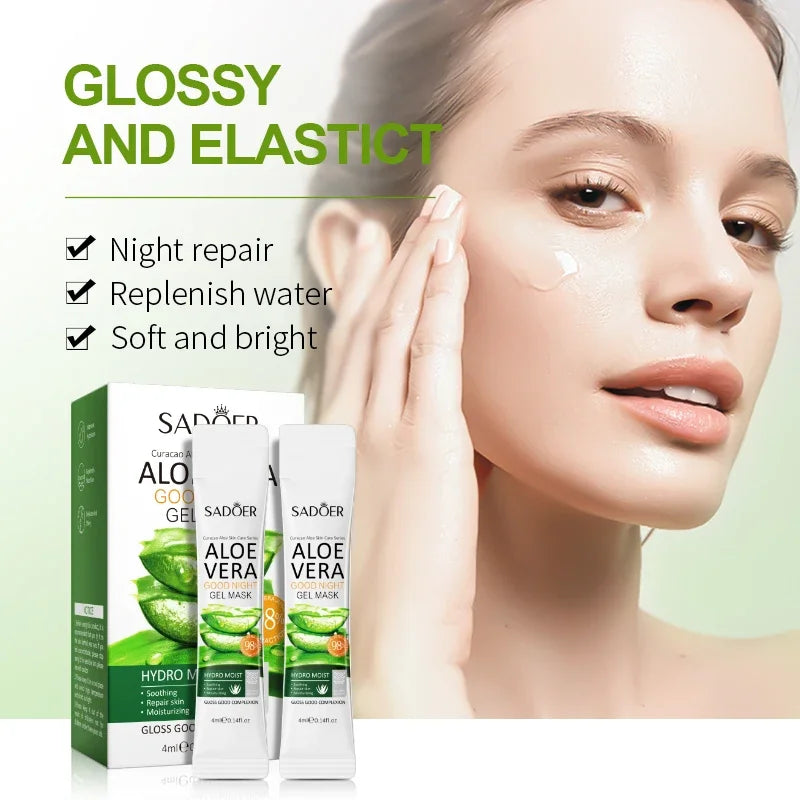 20Pcs Sadoer Aloe Vera Sleeping Facial Masks Moisturizing Anti-Wrinkles Hydratinganti-Aging No Wash Face Mask Facial Skin Care