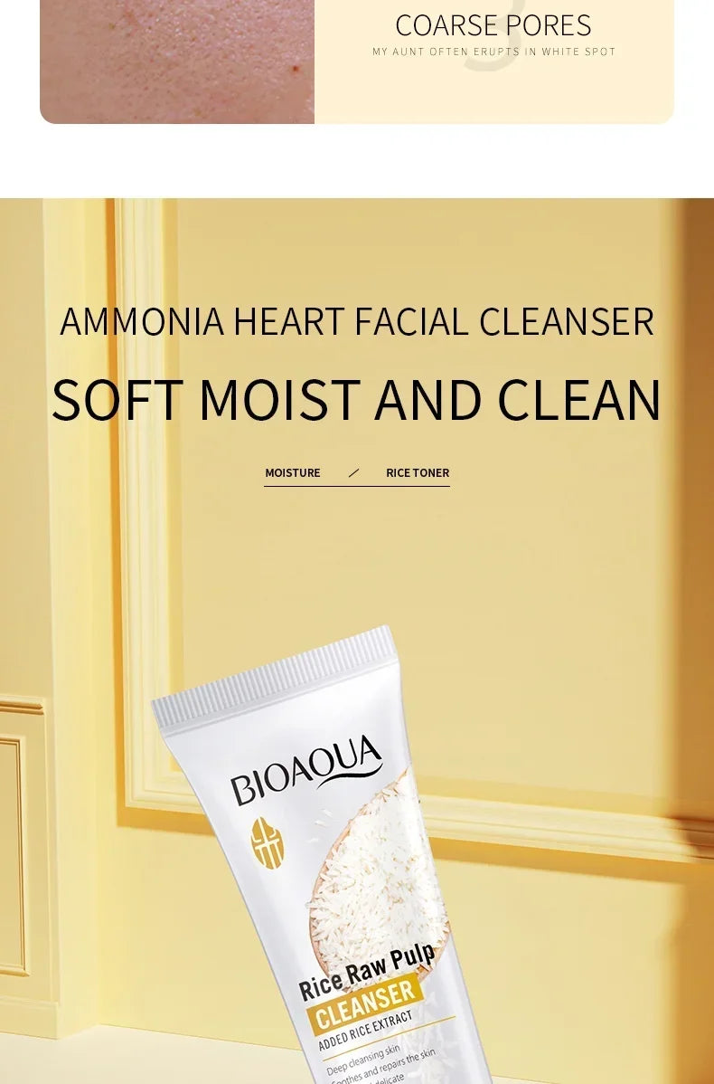 BIOAOUA Rice Cleanser Raw Pulp Oil Control Moisturizing Deep Cleaning Care Skin 100g