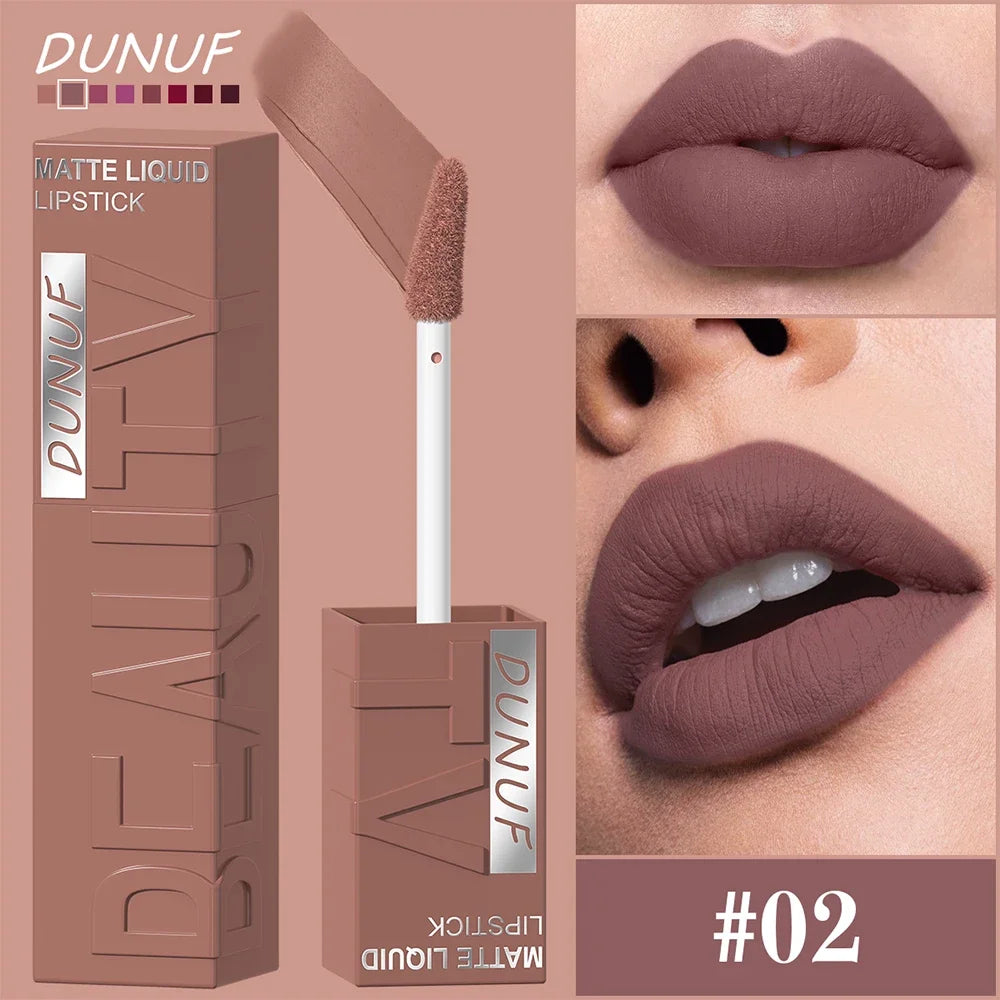 Velvet matte lip gloss matte velvet smooth easy dimensional plumping lipstick -to-apply square tube lip gloss waterproof three