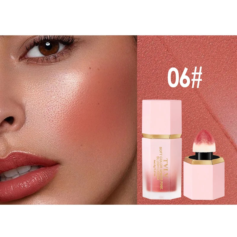 TVLV 4 Colour Matte Liquid BlushEasy to apply long lasting waterproof blush sponge brush head